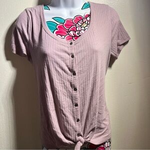 Hollister Lavender Easy T Shirt Tie Front
